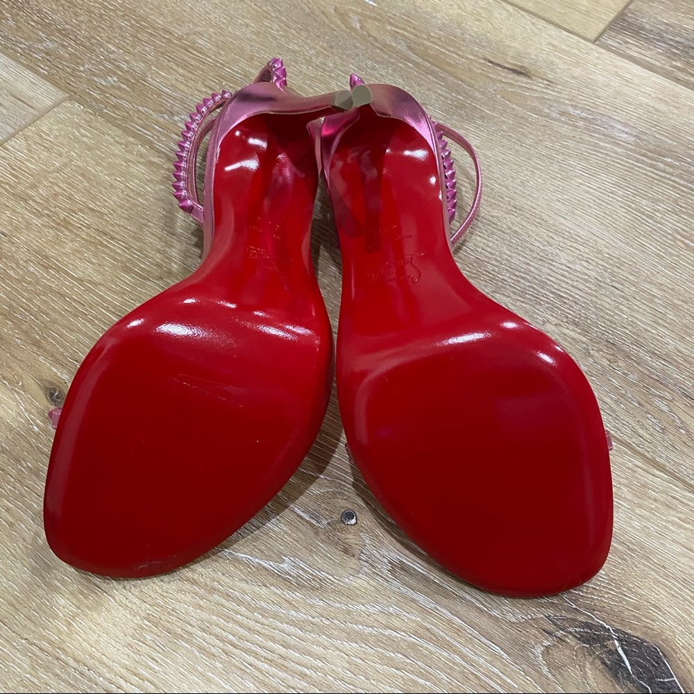 Christian Louboutin So Me 100 Metallic Pink Studded Heels Size 38.5 - Picture 7 of 16